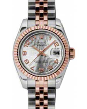 Rolex Lady-Datejust 26 179171-SLVCAJ Silver Concentric Circle Arabic Fluted Rose Gold Stainless Steel Jubilee - BRAND NEW