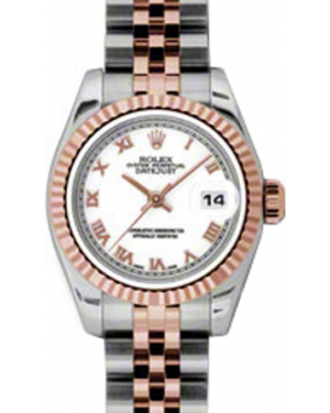 Rolex Lady-Datejust 26 179171-WHTRJ White Roman Fluted Rose Gold Stainless Steel Jubilee - BRAND NEW