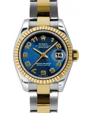 Rolex Lady-Datejust 26 179173-BLUCAO Blue Concentric Circle Arabic Fluted Yellow Gold Stainless Steel Oyster - BRAND NEW