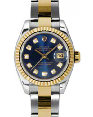 Rolex Lady-Datejust 26 179173-BLUDO Blue Diamond Fluted Yellow Gold Stainless Steel Oyster - BRAND NEW