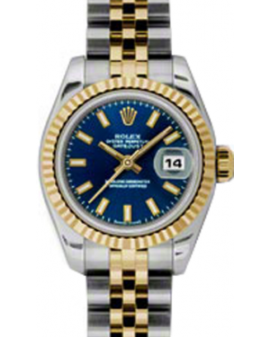 Rolex Lady-Datejust 26 179173-BLUSJ Blue Index Fluted Yellow Gold Stainless Steel Jubilee - BRAND NEW