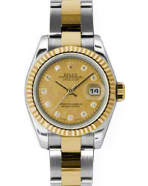 Rolex Lady-Datejust 26 179173-CGDMOPDDO Champagne Goldust Mother of Pearl Diamond Fluted Yellow Gold Stainless Steel Oyster - BRAND NEW