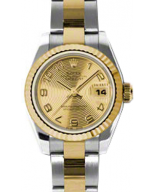 Rolex Lady-Datejust 26 179173-CHPCAO Champagne Concentric Circle Arabic Fluted Yellow Gold Stainless Steel Oyster - BRAND NEW