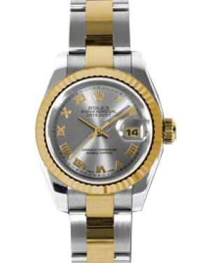 Rolex Lady-Datejust 26 179173-SLVRO Silver Roman Fluted Yellow Gold Stainless Steel Oyster - BRAND NEW
