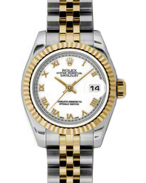 Rolex Lady-Datejust 26 179173-WHTRFJ White Roman Fluted Yellow Gold Stainless Steel Jubilee - BRAND NEW