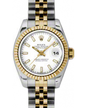 Rolex Lady-Datejust 26 179173-WHTSJ White Index Fluted Yellow Gold Stainless Steel Jubilee - BRAND NEW