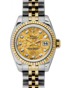 Rolex Lady-Datejust 26 179173-YGCDJ Yellow Gold Crystal Diamond Fluted Yellow Gold Stainless Steel Jubilee - BRAND NEW