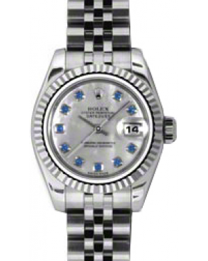Rolex Lady-Datejust 26 179174-MOPSPHJ White Mother of Pearl Sapphire Fluted White Gold Stainless Steel Jubilee - BRAND NEW