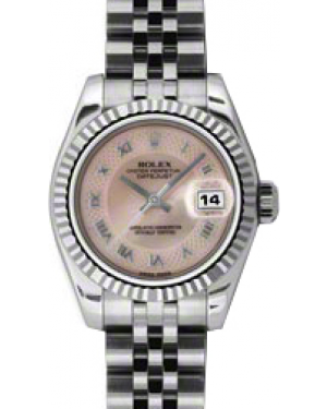 Rolex Lady-Datejust 26 179174-PDMOPRJ Pink Decorative Mother of Pearl Roman Fluted White Gold Stainless Steel Jubilee - BRAND NEW