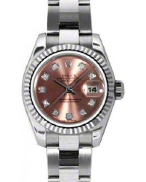 Rolex Lady-Datejust 26 179174-PNKDO Pink Diamond Fluted White Gold Stainless Steel Oyster - BRAND NEW