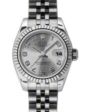 Rolex Lady-Datejust 26 179174-SLVCAJ Silver Concentric Circle Arabic Fluted White Gold Stainless Steel Jubilee - BRAND NEW
