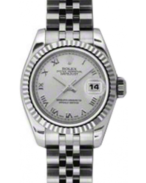 Rolex Lady-Datejust 26 179174-SLVRJ Silver Roman Fluted White Gold Stainless Steel Jubilee - BRAND NEW