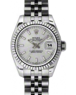 Rolex Lady-Datejust 26 179174-SLVSJ Silver Index Fluted White Gold Stainless Steel Jubilee - BRAND NEW