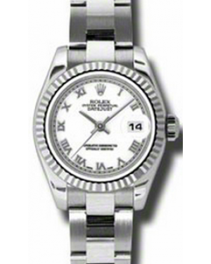 Rolex Lady-Datejust 26 179174-WHTRFO White Roman Fluted White Gold Stainless Steel Oyster - BRAND NEW