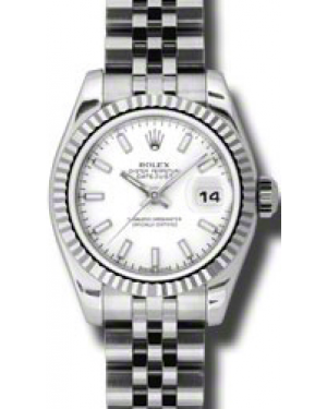 Rolex Lady-Datejust 26 179174-WHTSFJ White Index Fluted White Gold Stainless Steel Jubilee - BRAND NEW