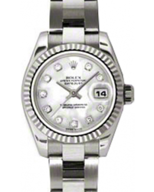 Rolex Lady-Datejust 26 179179-MOPDO White Mother of Pearl Diamond Fluted White Gold Oyster - BRAND NEW