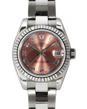 Rolex Lady-Datejust 26 179179-PNKRO Pink Roman Fluted White Gold Oyster - BRAND NEW