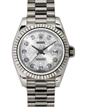 Rolex Lady-Datejust 26 179179-SLVJDP Silver Jubilee Diamond Fluted White Gold President - BRAND NEW