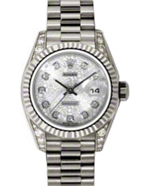 Rolex Lady-Datejust 26 179239-SLVJDP Silver Jubilee Diamond Dial Diamond Set Fluted White Gold President - BRAND NEW