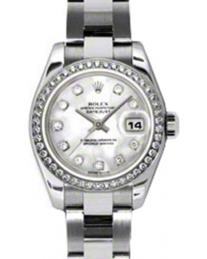 Rolex Lady-Datejust 26 179384-MOPDO White Mother of Pearl Diamond Dial Diamond Bezel Stainless Steel Oyster - BRAND NEW