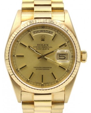 Rolex Day-Date President 18038 Champagne Index 36mm Yellow Gold PRE-OWNED