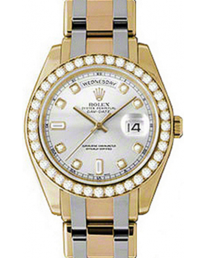 Rolex Day-Date Special Edition 18948-SLVDDT 39mm Silver Diamond Yellow & White Gold Tridor - BRAND NEW