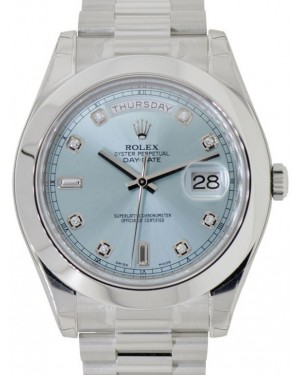 Rolex Day-Date II President Platinum Ice Blue Diamond 41mm Dial President Bracelet 218206 - PRE-OWNED