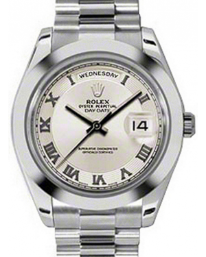 Rolex Day-Date II 218206-IVRRSP 41mm Ivory Roman Concentric Circle Platinum President - BRAND NEW