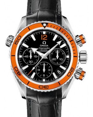 Omega 222.18.38.50.01.002 Planet Ocean 600M Co-Axial Chronograph 37.5mm Orange Black Stainless Steel Leather BRAND NEW