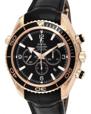 Omega 222.63.46.50.01.001 Planet Ocean 600M Co-Axial 45.5mm Black Rose Gold Leather BRAND NEW