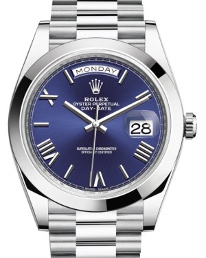 Rolex Day-Date 40 President Platinum Blue Roman Dial 228206 - BRAND NEW
