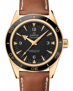 Omega Seamaster 300 41mm Yellow Gold Black Dial Leather Strap 233.62.41.21.01.001
