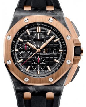 Audemars Piguet 26406FR.OO.A002CA.01 Royal Oak Offshore Chronograph “Qe Ii Cup 2016” 44mm Black Tapisserie Index Forged Carbon Rose Gold Rubber - BRAND NEW