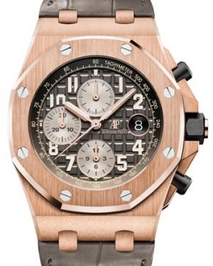 Audemars Piguet Royal Oak Offshore Selfwinding Chronograph 26470OR.OO.A125CR.01 Grey Arabic Rose Gold Leather 42mm - PRE-OWNED