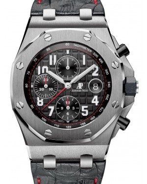 Audemars Piguet Royal Oak Offshore "Vampire" Chronograph Stainless Steel 42mm Black Red Arabic Dial Leather 26470ST.OO.A101CR.01 - BRAND NEW
