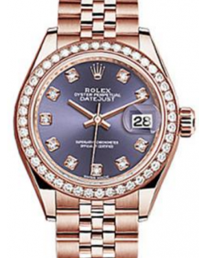 Rolex Datejust 28 279135 Aubergine Diamond Markers & Bezel Rose Gold Jubilee - BRAND NEW