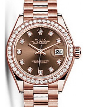 Rolex Datejust 28 279135 Chocolate Diamond Markers & Bezel Rose Gold President - BRAND NEW