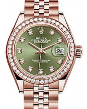 Rolex Datejust 28 279135 Olive Green Diamond Markers & Bezel Rose Gold Jubilee - BRAND NEW