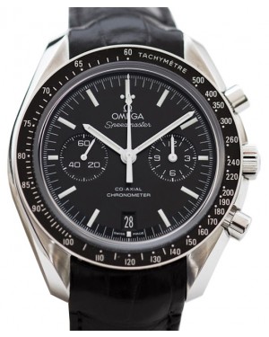 Omega 311.33.44.32.01.001 Speedmaster Moonwatch Professional Moonphase Chronograph 44.25mm Black Index Stainless Steel Leather BRAND NEW