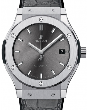 Hublot Classic Fusion 3-Hands Titanium 42mm Grey Dial Rubber and Alligator Leather Straps 542.NX.7071.LR - BRAND NEW