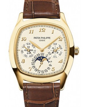 Patek Philippe Grand Complications Perpetual Calendar Day-Date Moon Phase Cream Arabic Yellow Gold Leather 37 × 44.6mm 5940J-001 - BRAND NEW