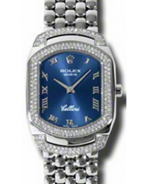 Rolex Cellini Cellissima Ladies 6693-9 Blue Roman Diamond Set White Gold Damier Quartz BRAND NEW