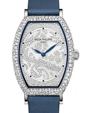 Patek Philippe Gondolo Ladies Guilloched White Gold Diamond Pave 7099G-001 - BRAND NEW