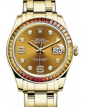 Rolex Pearlmaster 39 Cognac Diamond Set with Sapphires Yellow Gold 86348SAJOR BRAND NEW