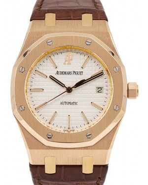 Audemars Piguet Royal Oak Selfwinding Rose Gold 39mm White Index Dial Leather Strap 15300OR.OO.D088CR.02 - PRE-OWNED