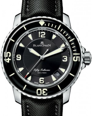 Blancpain Fifty Fathoms Automatique Titanium Black Dial Canvas Strap 45mm 5015-12B30-B52A - BRAND NEW