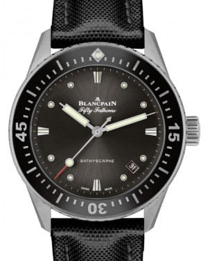 Blancpain Fifty Fathoms Bathyscaphe Stainless Steel 38mm Black Dial Canvas Strap 5100B 1110 B52A - BRAND NEW