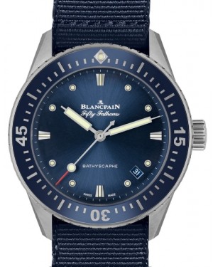 Blancpain Fifty Fathoms Bathyscaphe Steel 38mm Blue Dial NATO Strap 5100 1140 NAOA - BRAND NEW