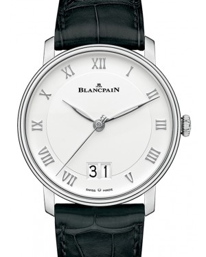 Blancpain Villeret Grande Date Steel White Dial Alligator Leather Strap 6669 1127 55B - BRAND NEW