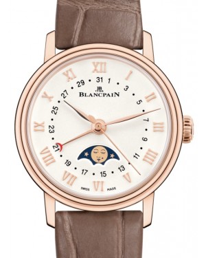Blancpain Villeret Quantième Phases De Lune Red Gold 29.2mm White Dial Alligator Leather Strap 6106 3642 55A - BRAND NEW